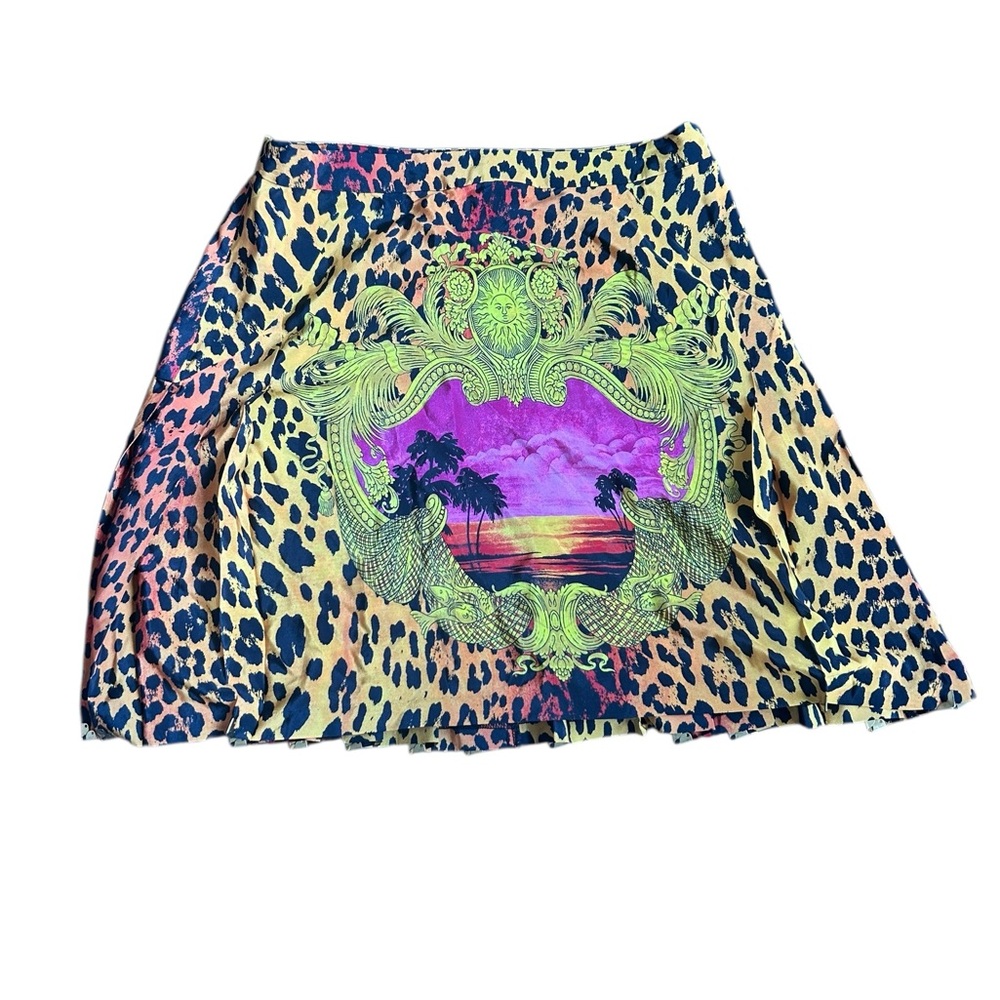 Versace for H&M Leopard Print Skirt 100% Silk Size 6